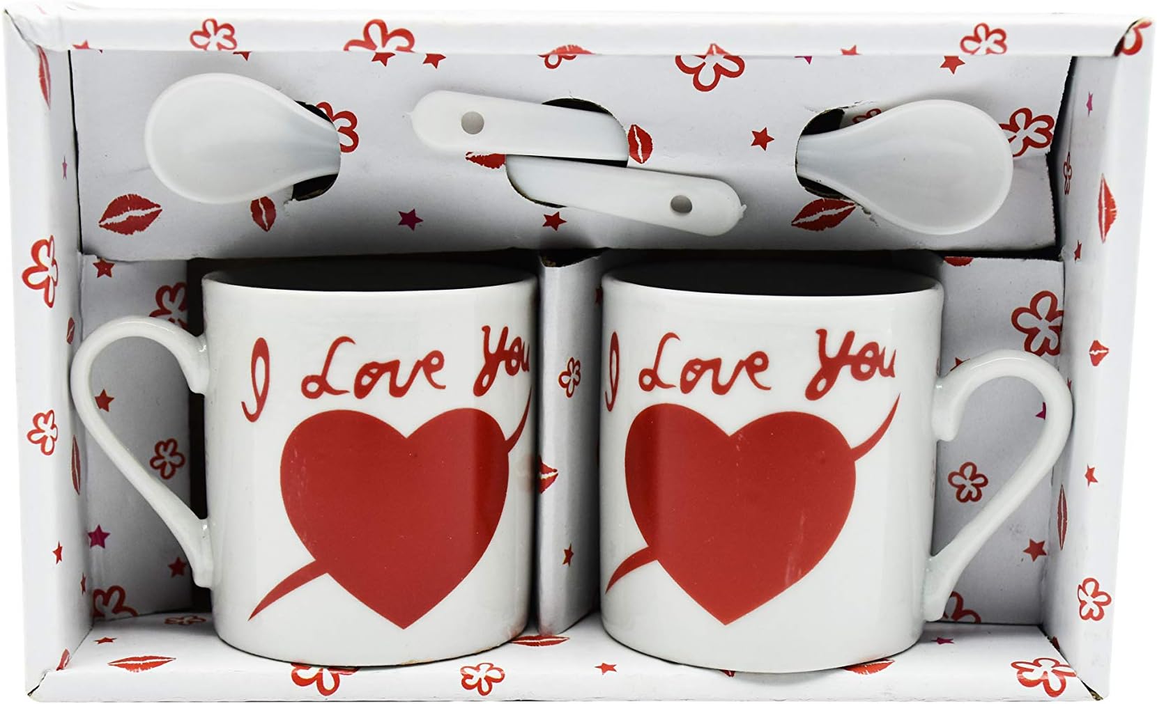 Teqtis Set of 2 Heart Shape Mugs (White)