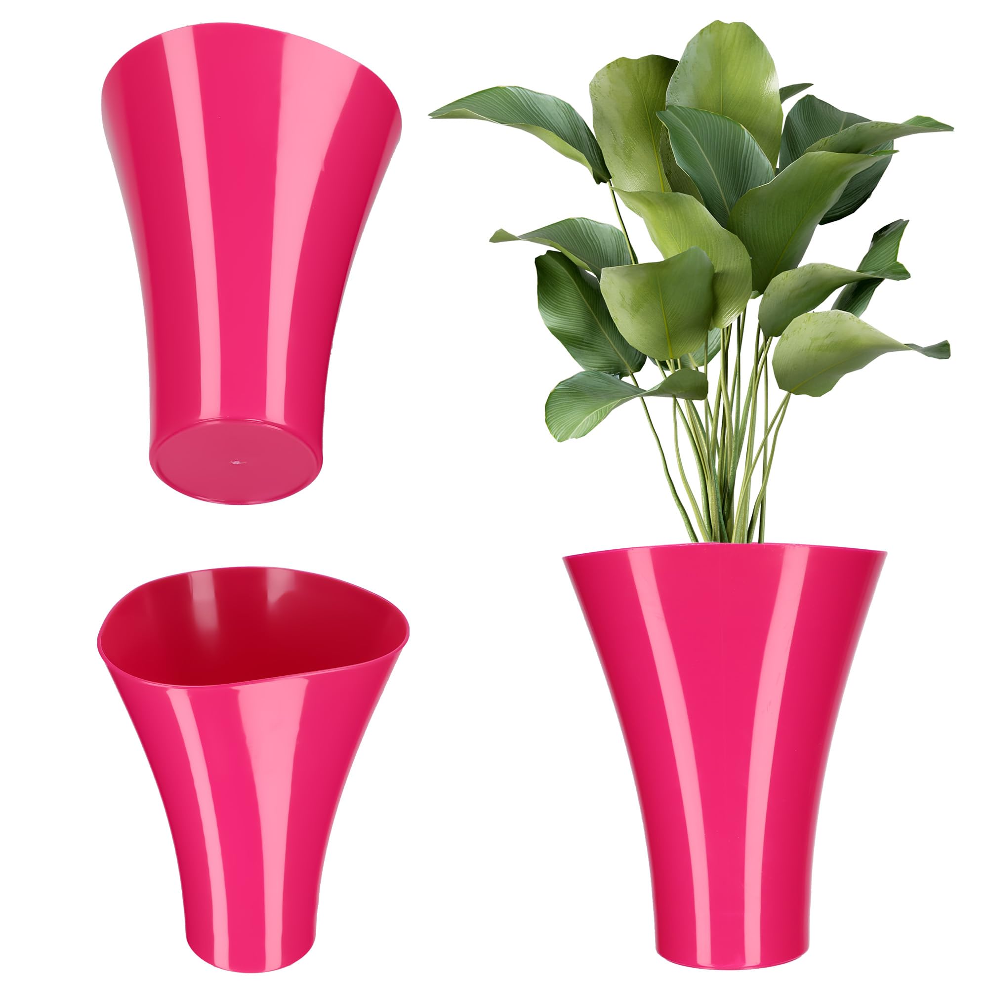 KADAX Plastic Flower Pot Diameter 16-16.5 cm, 13 Colours, Pot with Glossy Surface, Flower Pot Protection for Cactus, Marigold, Fern, Plant Pots (Pink, Diameter 16.5 cm)