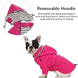 Morezi Pink Dog Raincoat with Hood Reflective Buttons Medium view 6