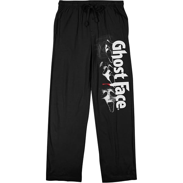 Bioworld Pigiama Uomo Ghostface Scream - Pantaloni Neri Con Stampa Repeat, Tasca E Elastico, Taglia XXL