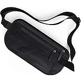 VENTURE 4TH Money Belt for Travel – Hidden Under-Clothes RFID Blocking Passport Holder & Slim Travel Wallet Pouch for Men & Women to Protect Cash, Cards & Documents (Sleek Black)