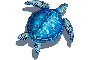 CUSTOM MOSAICS, INC. Sea Turtle Porcelain Swimming Pool Mosaic (33" x 33" with Shadow, Blue)