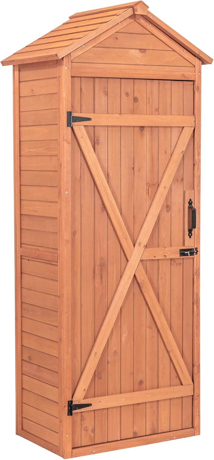 outdoor living today cabana 6 ft x 9 ft western red cedar garden shed on Amazon Com Leisure Season Vsd9381 Vertical Shed With Drop Table Brown Wooden Tool Storage Cabinet With Shelves Lockable House Garden Patio Backyard Organizer Outdoor Hardware Enclosure Unit Cedar Garden Outdoor