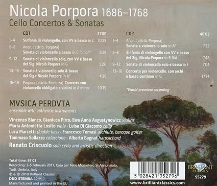 Musica Perduta Cello Concertos Sonatas Amazon Com Music