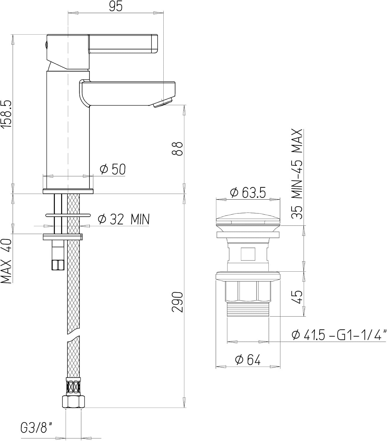 Bathroom tap, Chrome - Image 3