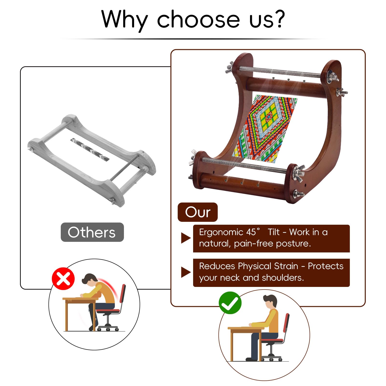 Bead Loom Kit, Wood Loom Beading Supplies with Detailed Instructions, Practical Bracelet Loom Jewelry Making Accessories (Dark Brown)