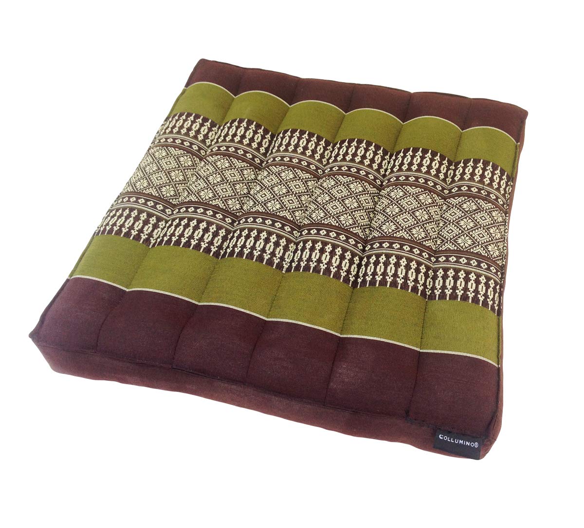 Collumino Traditional Thai Kapok Seat Cushion Size 40 x 40cm for Yoga or Relaxation (Green, Brown) — image 1