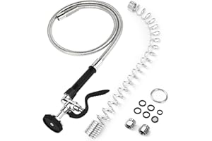 MEKMGI Spray Valve with 60" Flexible Stainless Steel Hose & Pre-Rinse Overhead Spring, Commercial Faucet Flexible Hose with Spray Head Replacement Kit for Commercial Restaurant Industrial Kitchen Sink Faucet