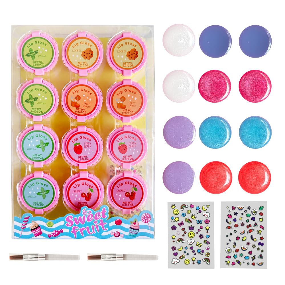 Photo 1 of 12 Pcs Cupcake Lip Gloss for Girls Party Favors Lip Balm Set Assorted Fruity Favors Cute Cupcake Designs Birthday Gift