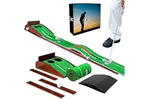 EGOOIEYE Golf Putting Mat, Putting Green Indoor Visible Trajectory Tracing, Multiple Training Modes, with Auto Ball Return and Adjustable Green Slopes, Putting Green Matt for Indoors and Outdoors