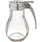 Tablecraft H414 Syrup Dispenser with Chrome Plated Metal Top, 14 oz, Clear