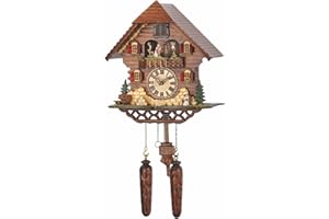 Trenkle Quartz Cuckoo Clock Black Forest House with Music, Turning Dancers TU 469 QMT HZZG