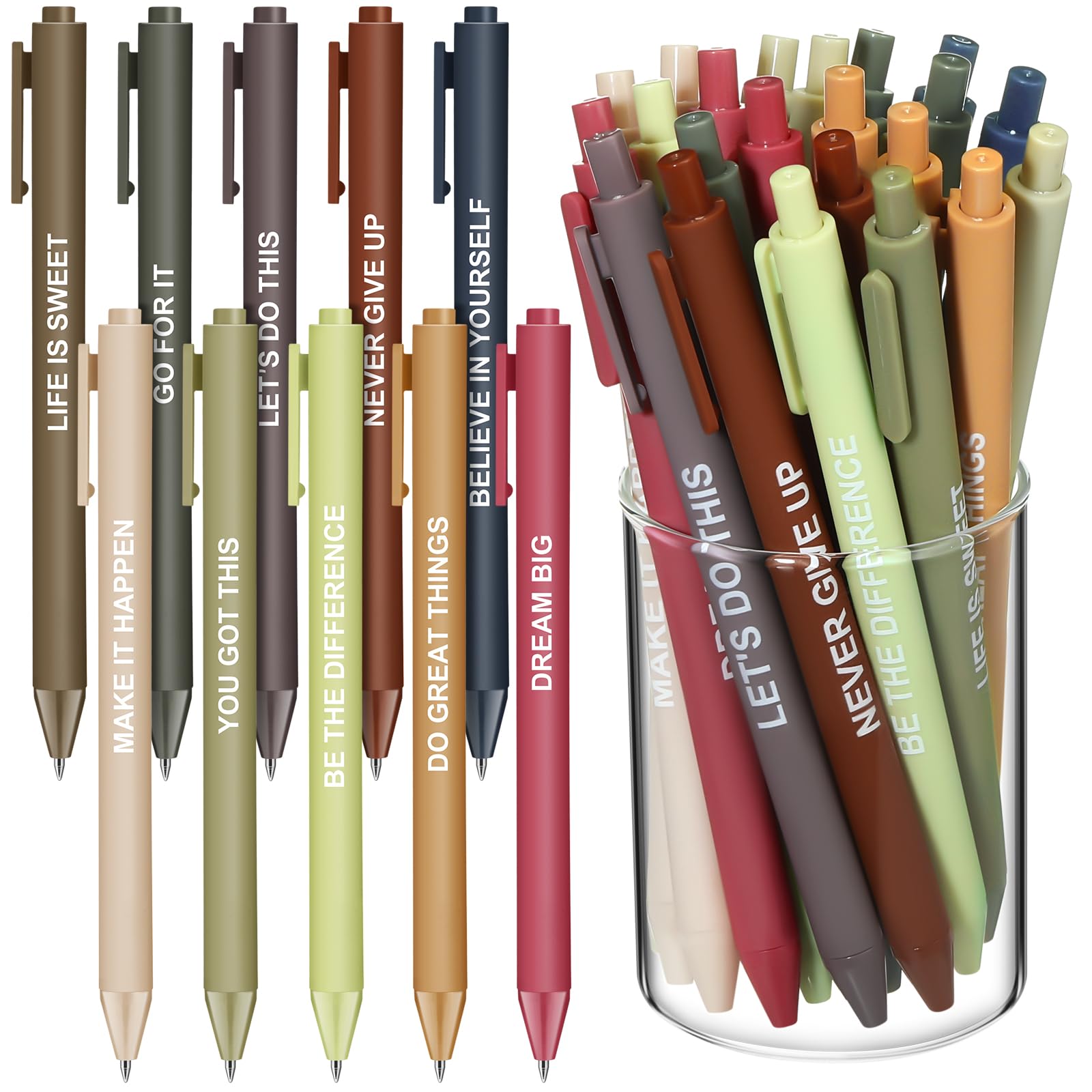 Photo 1 of 50 Pcs Gel Ink Pens Motivational Inspirational Quote Pen Retractable Rolling Ball Smooth Writing for Coworkers Supplies Office Home(Morandi Color,Inspirational)