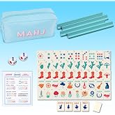 Soulchen Mini American Mahjong Tile Set for Travel, Cowboy | 160 Pcs 0.8 Inch Tiles with 2 Dice, 4 Rulers, 1 Bag, Mahjong Gif