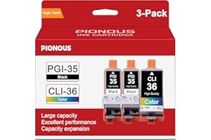 PGI-35 CLI-36 Ink Cartridges High Yield 3 Pack Replacement for Canon 35 36 Ink Pixma TR150 TR160 iP110 IP100 Mini260 Mini320 