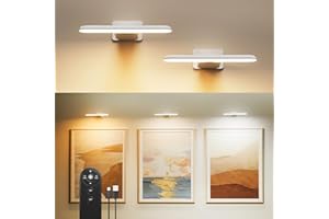 FULEN Picture Lights Battery Operated 2 Pack, Rechargeable Picture Frame Lights for Wall, LED Wireless Wall Lights for Arts,Paintings,Gallery&Dartboard,3 Color Temperatures, Remote Control,White