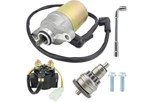 STABSOLI Starter Motor & Drive & Solenoid Relay Fit for GY6 47cc 49cc 50cc 60cc 80cc 100cc Scooter 139QMB/QMA Moped ATV Go Karts Taotao SUNL ROKETA Tank JCL