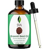 SVA Broccoli Seed Oil - 4 Fl Oz – 100% Natural Cold Pressed Broccoli Oil - for Face, Skin Care, Hair Care, Scalp Massage & Body Massage – Carrier Oil with Dropper