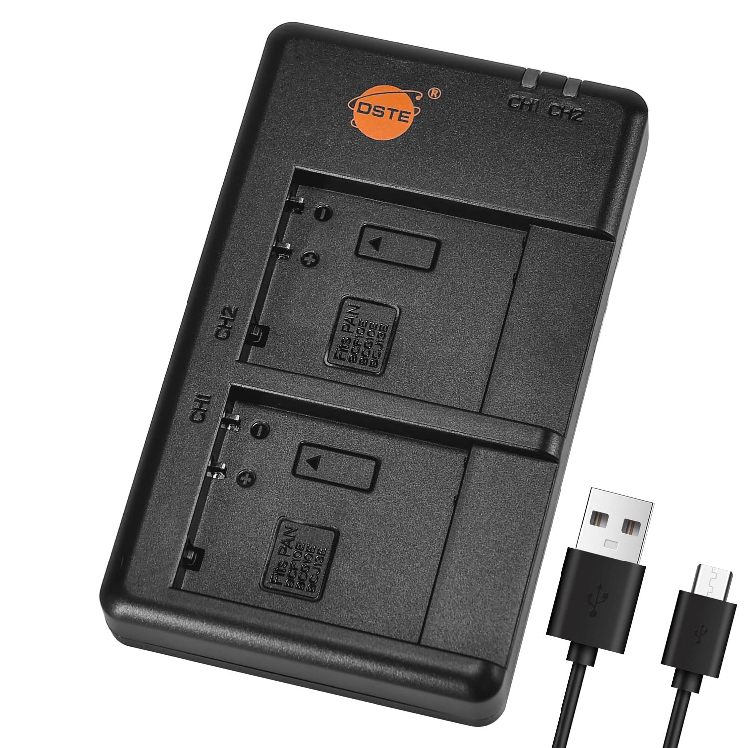 DSTE Fast Charging USB Dual battery Charger Compatible for Panasonic DMW-BCF10E，DMW-BCG10，DMW-BCJ13E，DMW-BCF10PP，CGA-S/106B，DMW-BCG10E，DMW-BCG10PP，DMW-BCJ13PP Battery