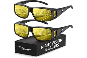 Fanshen Polarized Night Driving Glasses, HD Anti Glare UV Protection Fit Over Night Vision Glasses for Men Women