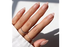 Glamnetic x GLAMZILLA Press On Nails - NOT YOUR CINDER-ELLA | Short Almond Nude Fake Nails with Velvet French Tip Effect, Salon Quality Wedding Nails | 15 Sizes - 30 Nail Kit with Glue