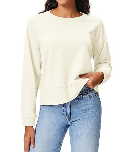 perfectwhitetee Women's Zuri Reverse Fleece V Neck Sweater, Sugar