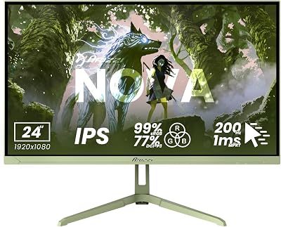 Nova 24" Monitor Gaming IPS FHD 200 Hz, 1 ms, FreeSync, HDR, Altavoces Integrados – Forest Green