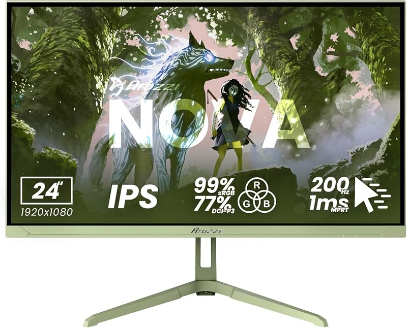 Nova 24" Monitor Gaming IPS FHD 200 Hz, 1 ms, FreeSync, HDR, Altavoces Integrados – Forest Green