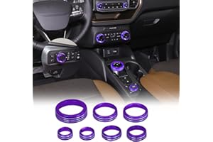 BORUIEN for 2021-2024 Ford Bronco Sport Accessories Air Conditioner AC Headlight Switch Knob 4WD Wheel Drive Trailer Gear Shift Switch Knob Cover 7PCS Purple Aluminum Alloy(Don't for Bronco)