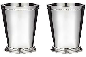 Klikel Mint Julep Cup Classic Beaded Trim Border Moscow Mule Kentucky Derby Julep Set of 2 – Stainless Steel 12oz