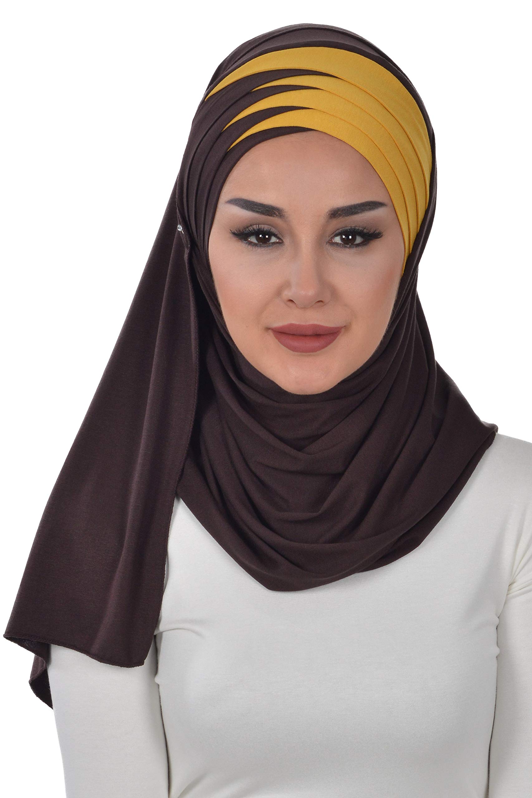 Aisha's DesignHijab Muslim Scarves for Women,%100 Cotton Presewn Jersey Shawl Turban, 2-Color