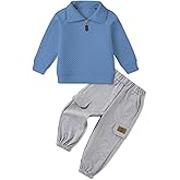 ESHOO Toddler Baby Boy Fall Winter Clothes 2 Piece Outfits Sweatsuit Boys Long Sleeve Zipper Sweatshirt and Pants Set 18M-6T