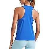 CRZ YOGA Womens Pima Cotton High Neck Workout Tank Racerback Athletic Sleeveless Tops Basic Casual Yoga Shirts