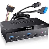 ineo 5.25" 10Gbps USB 3.2 Front Panel Card Reader with Audio Ports - SD/microSD Internal Reader, USB3.2 Type-E Key-A 20-Pin &amp; USB3.0 Header, 15-Pin SATA Power[3570I]