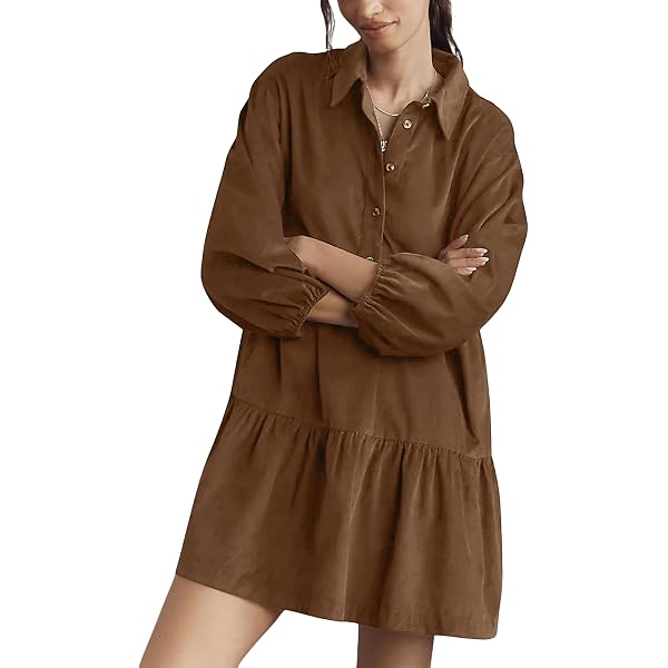knee length dresses for ladies Womens Corduroy Button Up Tiered Mini Dress| Boho Clothing  Sophie & Hailee