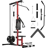 LAT Pull Down Machines for Home Gym Multi-Functional Cable Machine | with High and Low Pulley Station, LAT Pulldown Cable Machine with Leg Support, Tricep Workout Equipment