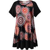 LARACE Plus Size Tops for Women Short Sleeve Tunic Shirts Color-Blocked Tee | Crew Neck Summer Tops , Comfy 95% Rayon, Leopard Color Block Tee,Flowy Hem, Daily Wear Casual Top, All-Day Comfort,M-6XL