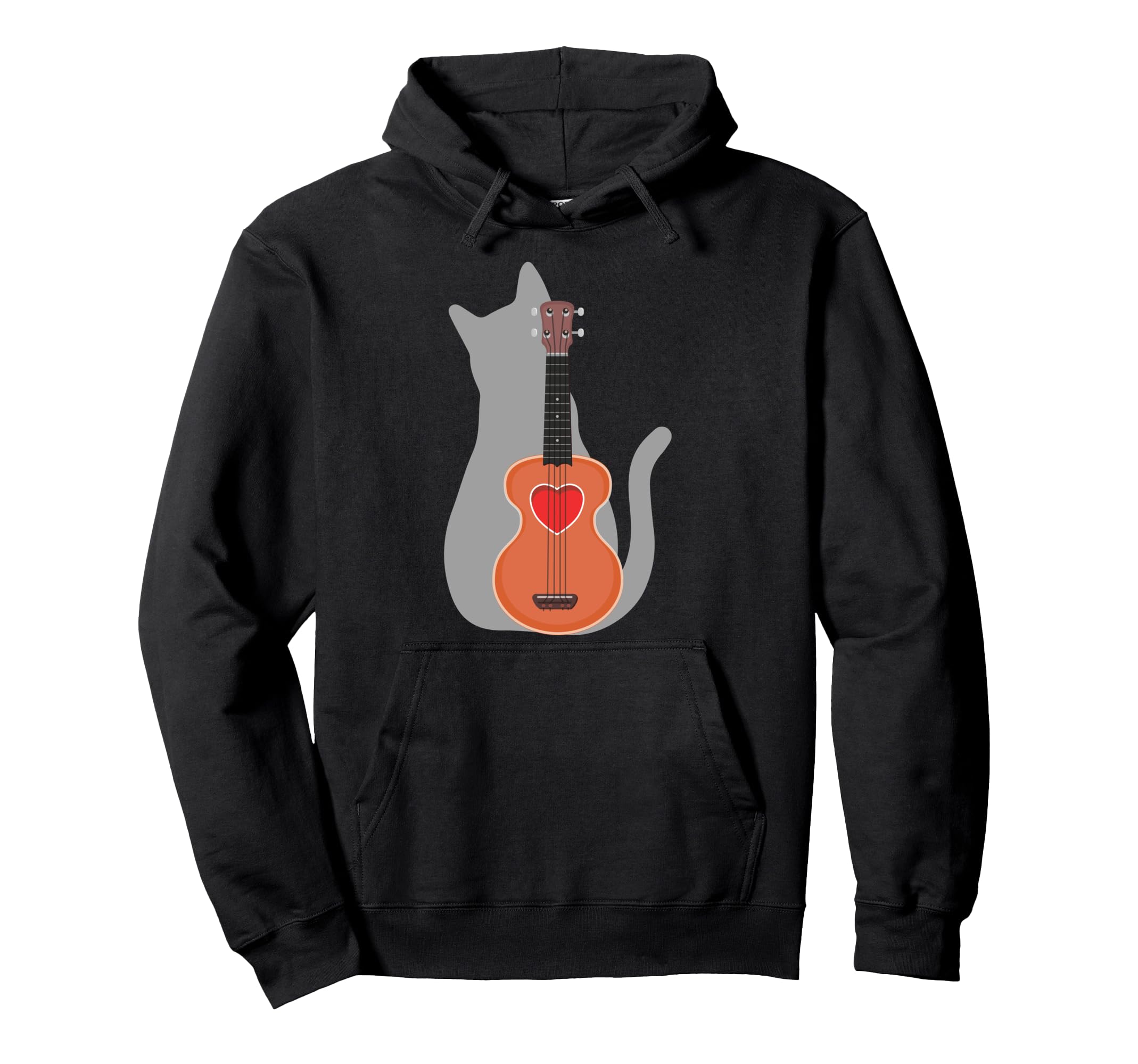 Cat Heart Musician Hawaiian Uke Guitar Acoustic Hawaii Pullover Hoodie