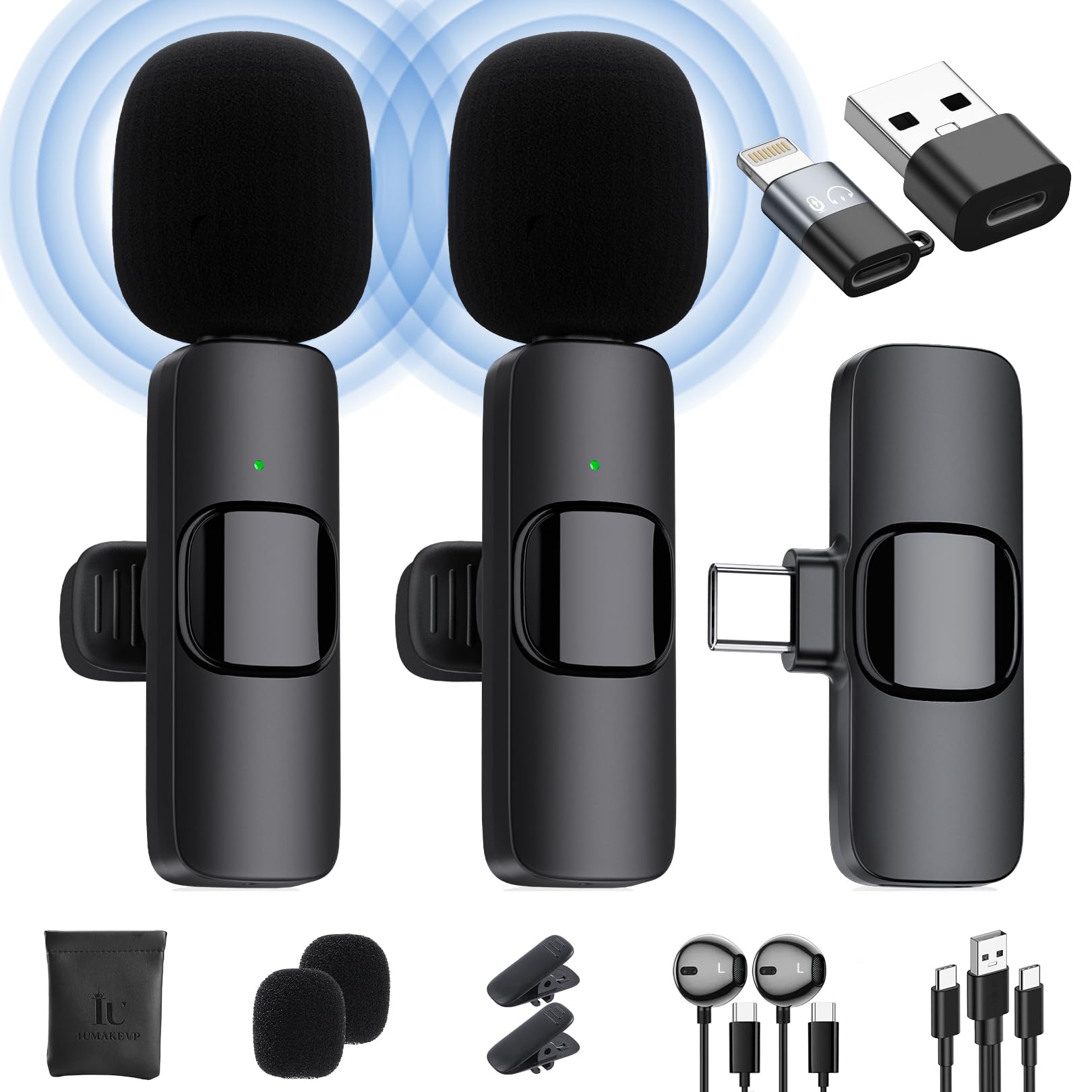 IUMAKEVP Wireless Lavalier Microphone for