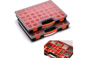 AIRTOON 2PCS Multi-Purpose Toolbox, Professional Organizer with 22 Bin Compartments, Box Organizer for Hardware, Screws, Bolt