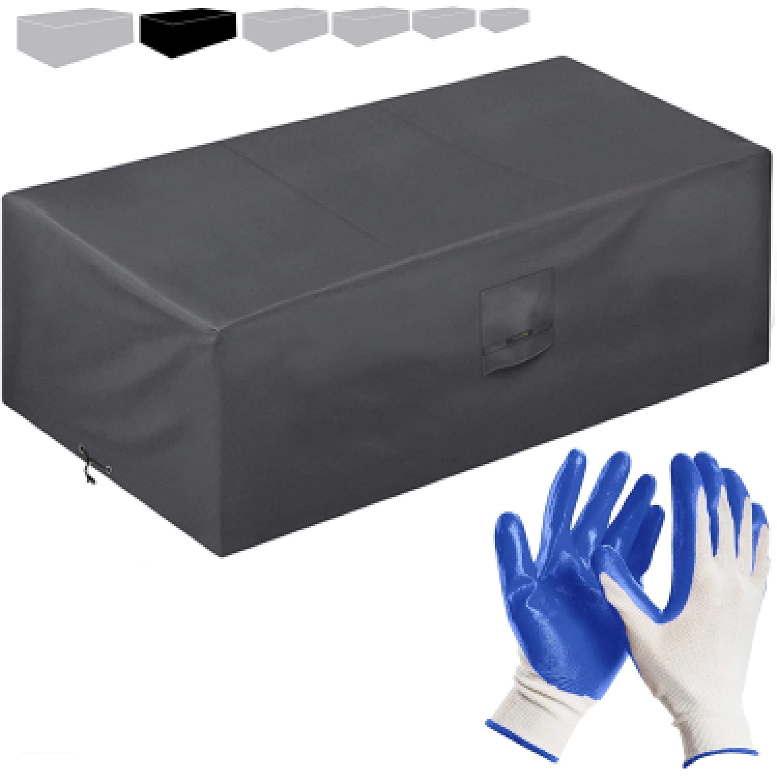 smartpeas - Outdoor Furnitures Cover - Grey - 242 * 162 * 100 Cm - Waterproof Cover For Patio Rattan Table & Chairs - Protection From Rain, Wind And Frost + Plus: Gardening Gloves