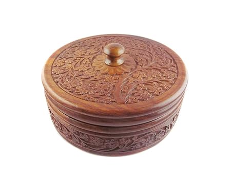 Craftland Beautifully Hand Carved Wooden Chapati Roti Box