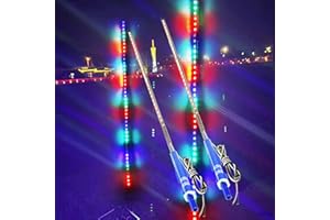 HAISECA 2Pcs LED Whip Lights,2.4FT RGB 270° Light Auto Flowing LED Whip Light for ATV UTV RZR Off-Road Truck Boat Can-am,DC12