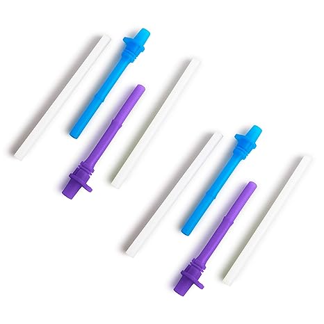Munchkin Click Lock Replacement Straws, 4-Count (Blue/Orange)