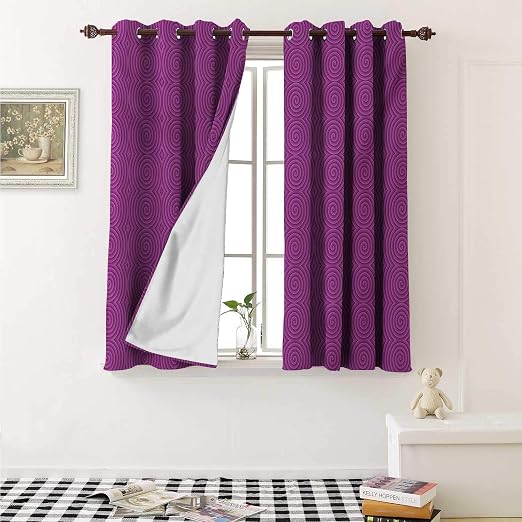 Flyerer Magenta Thermal Insulating Blackout Curtain Turning Rotary