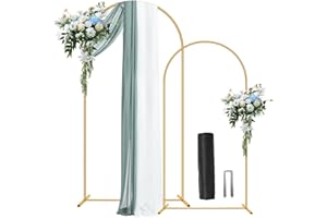 NISOGER Metal Arch Backdrop Stand 7.2FT+6FT Wedding Arch Backdrop Stand Set of 2 Gold Arch Backdrop Stand for Party Wedding Ceremony Baby Shower Birthday Floral Balloon Decration