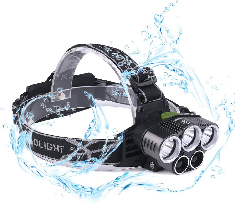 Headlamp LED Headlight, Justdoing Waterproof Super Bright Headlamp Flashlight Rechargeable, 6 Modes Headlights, CREE 3T6 Led Light +2Q5 for Camping, Running, Hiking and Reading(No Batteries Include)