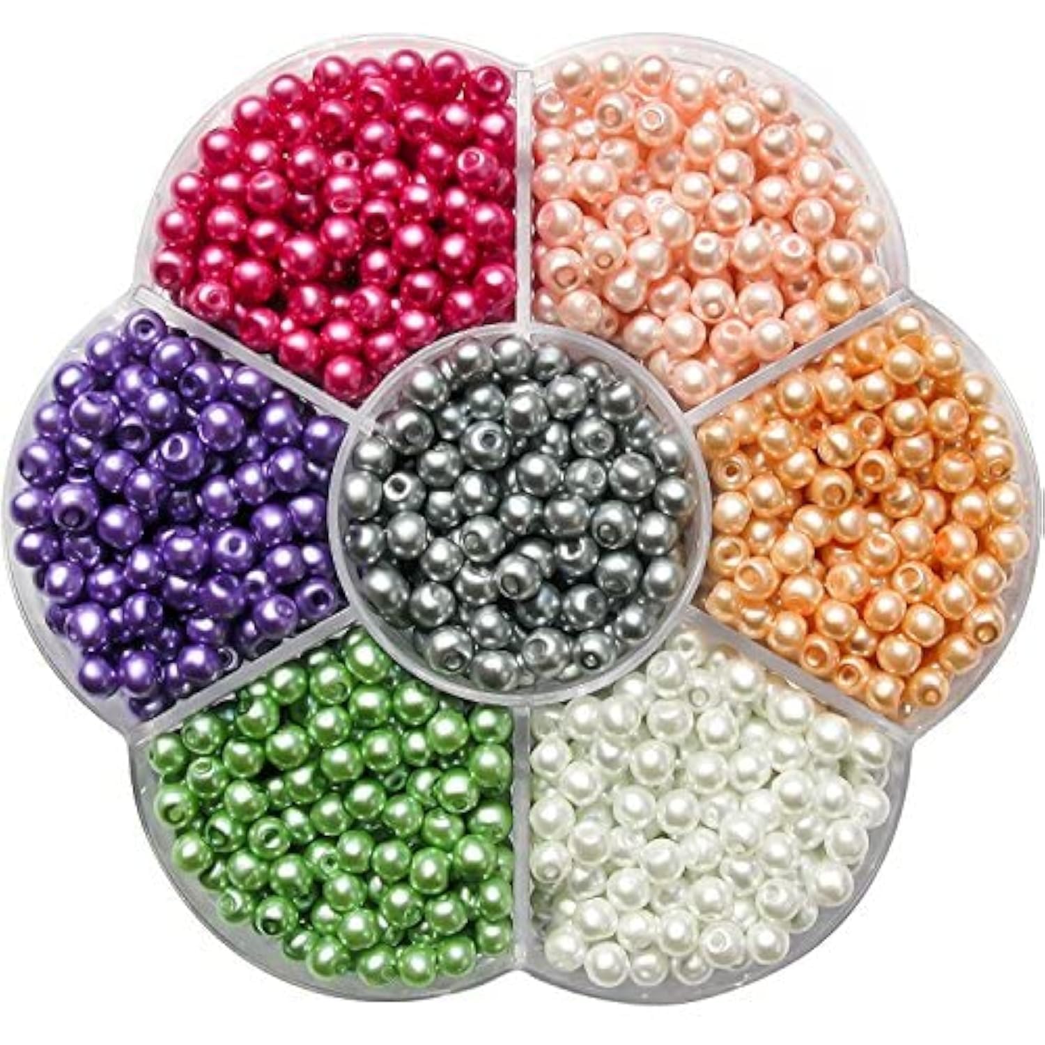 TOAOB Glass Pearl Beads Coloured 1050pcs 4mm Fake Pearls with Holes Round Loose Sew on Beads for Jewelry Making Bracelets Necklaces Hairs Crafts Decoration and Vase Filler โ image 1