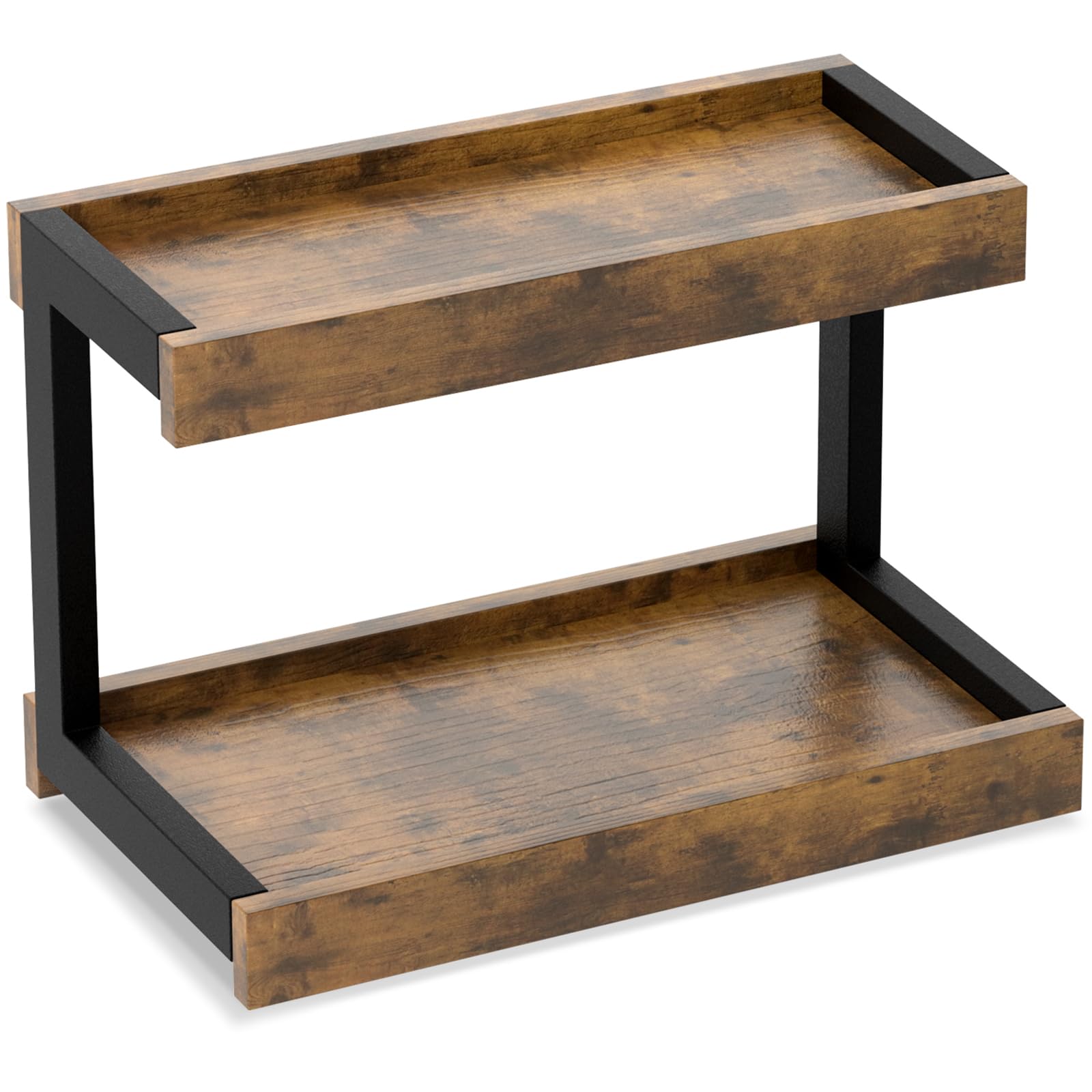 Photo 1 of MARTY 2 Tier Spice Rack Organizer for Countertop, 15.8''L Coffee Station/Bathroom Organizer Countertop, Counter Shelf Desktop Storage Organizer for Kitchen, Bedroom, Office (Rustic Brown)