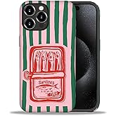 ANLUN STORE Case for iPhone 16 Pro Max,Hybrid Dual Protection Soft TPU + Hard PC Shockproof Cover, Anti-Scratch & Slim Protective Men Women Case for iPhone 16 Pro Max Retro Tinned Fish Stripe Design